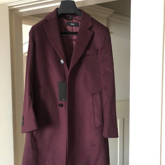 NEW never worn 2019 Hugo Boss Maroon Red Overcoat